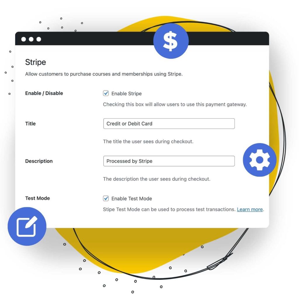 Stripe Gateway settings in the LifterLMS > Settings > Checkout Screen