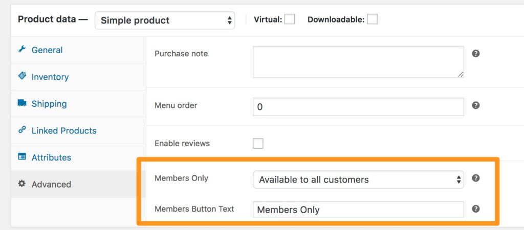 Members Only Settings for Simple Product