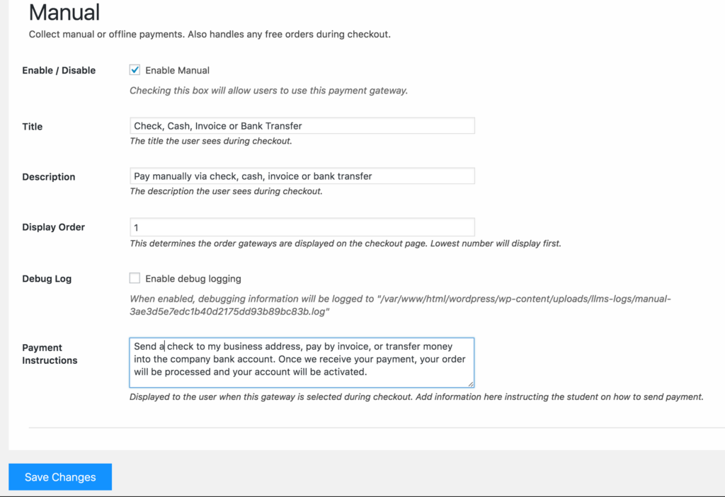 LifterLMS_Settings_Manual_Order_Gateway