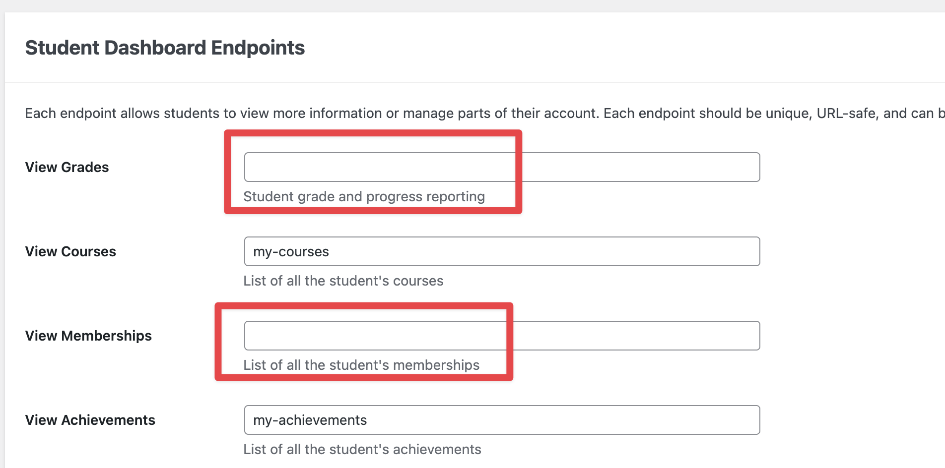 Customizing Dashboard Endpoints