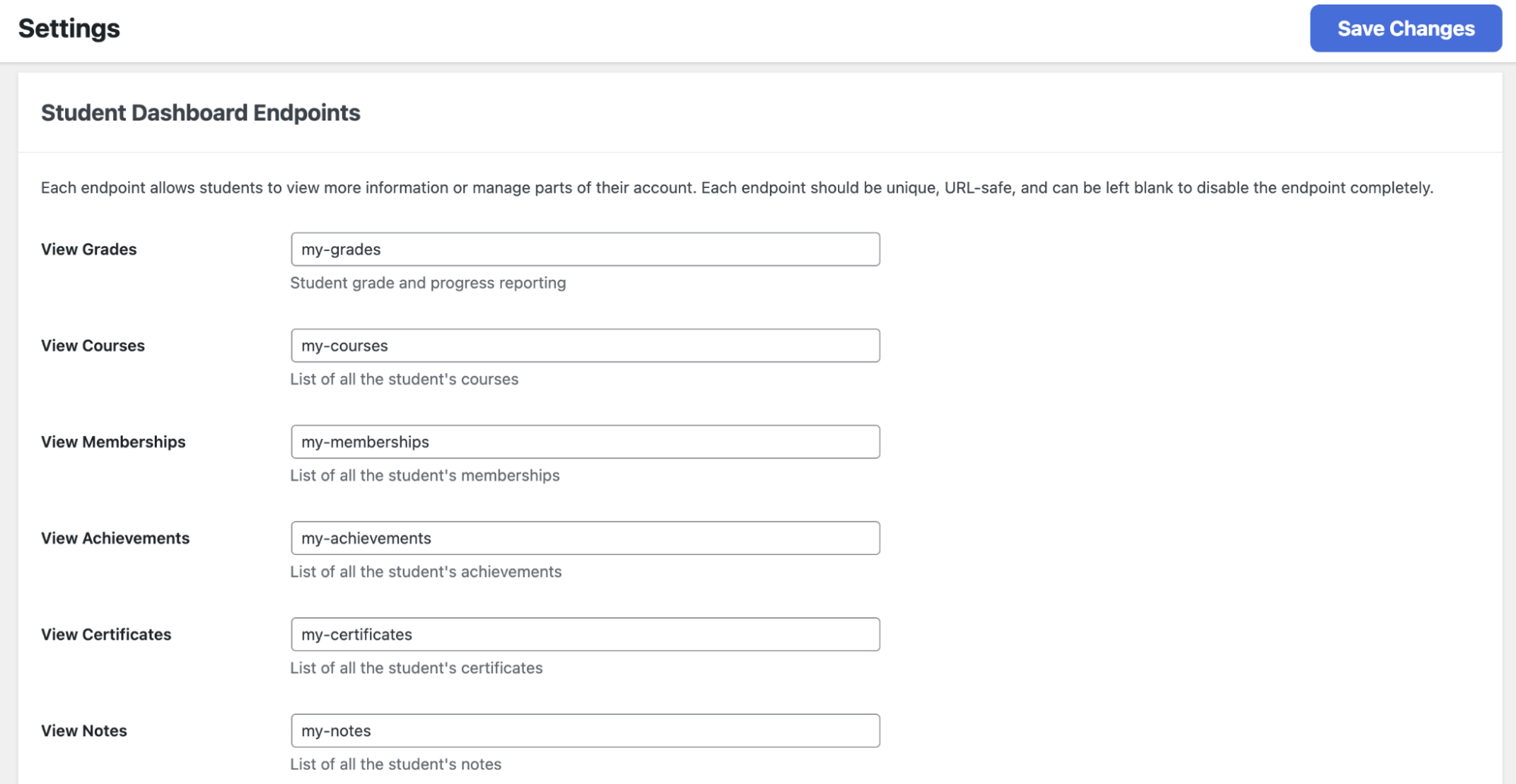 Customizing Dashboard Endpoints