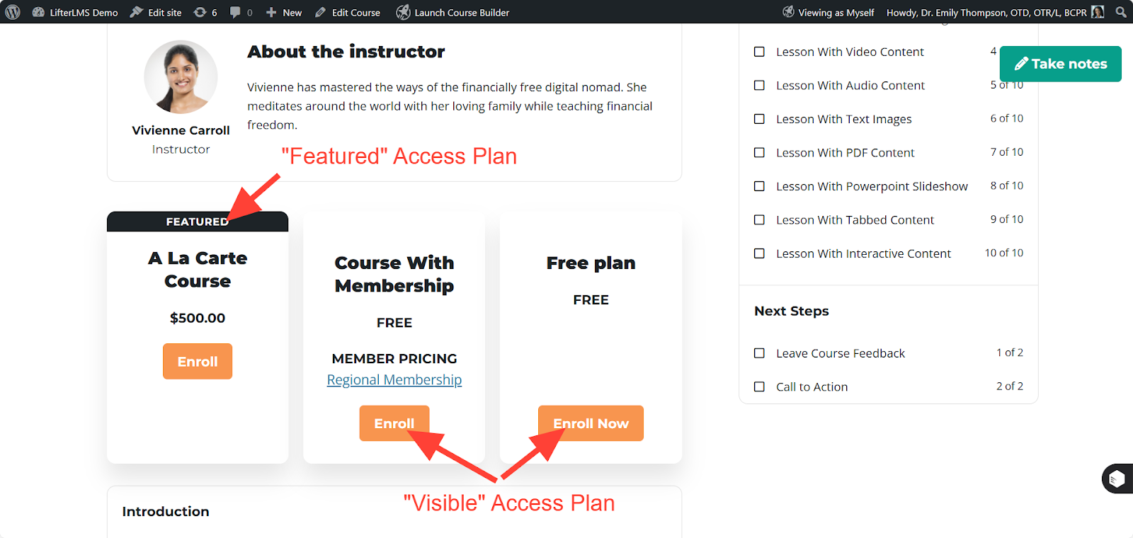 Image of LifterLMS Access Plan Visibility