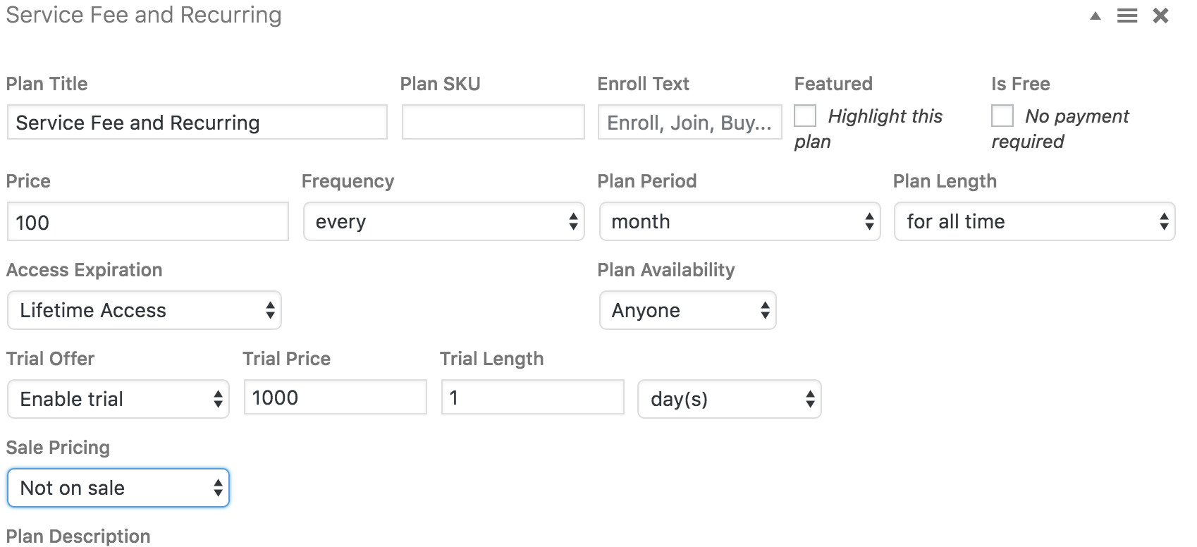 Service Fee Recurring