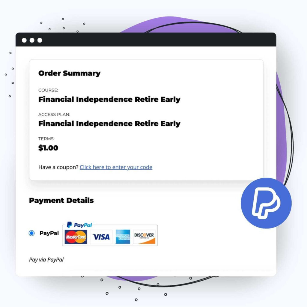 LifterLMS Checkout Page with checkout Powered by PayPal Gateway