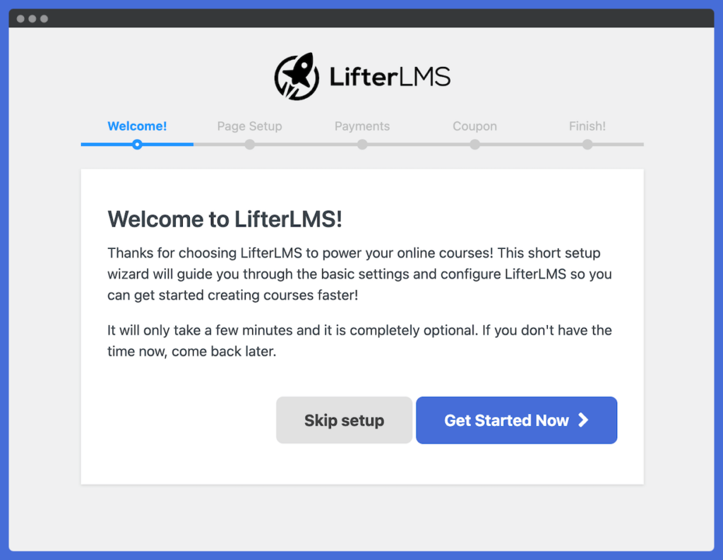 LifterLMS Setup Wizard Welcome Step Screenshot