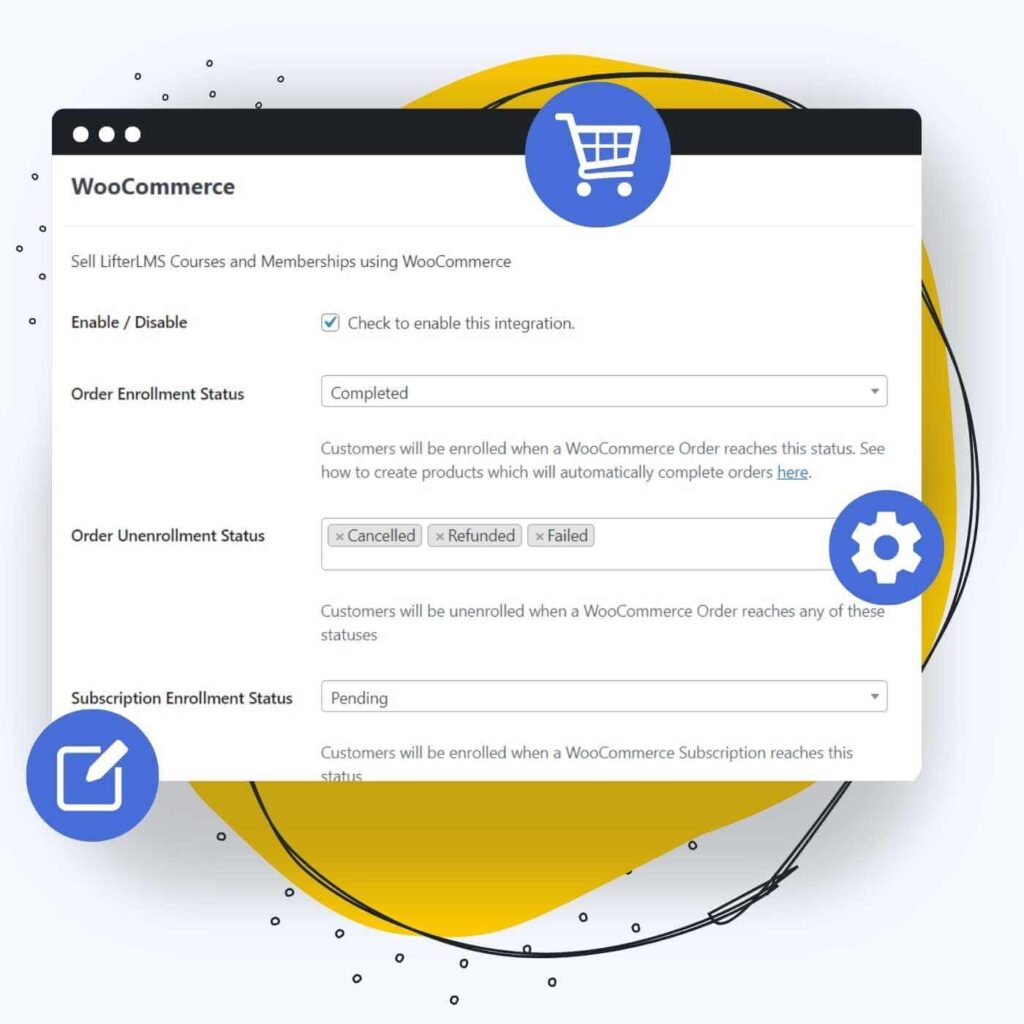 WooCommerce Integration settings in the LifterLMS > Settings > Integration screen