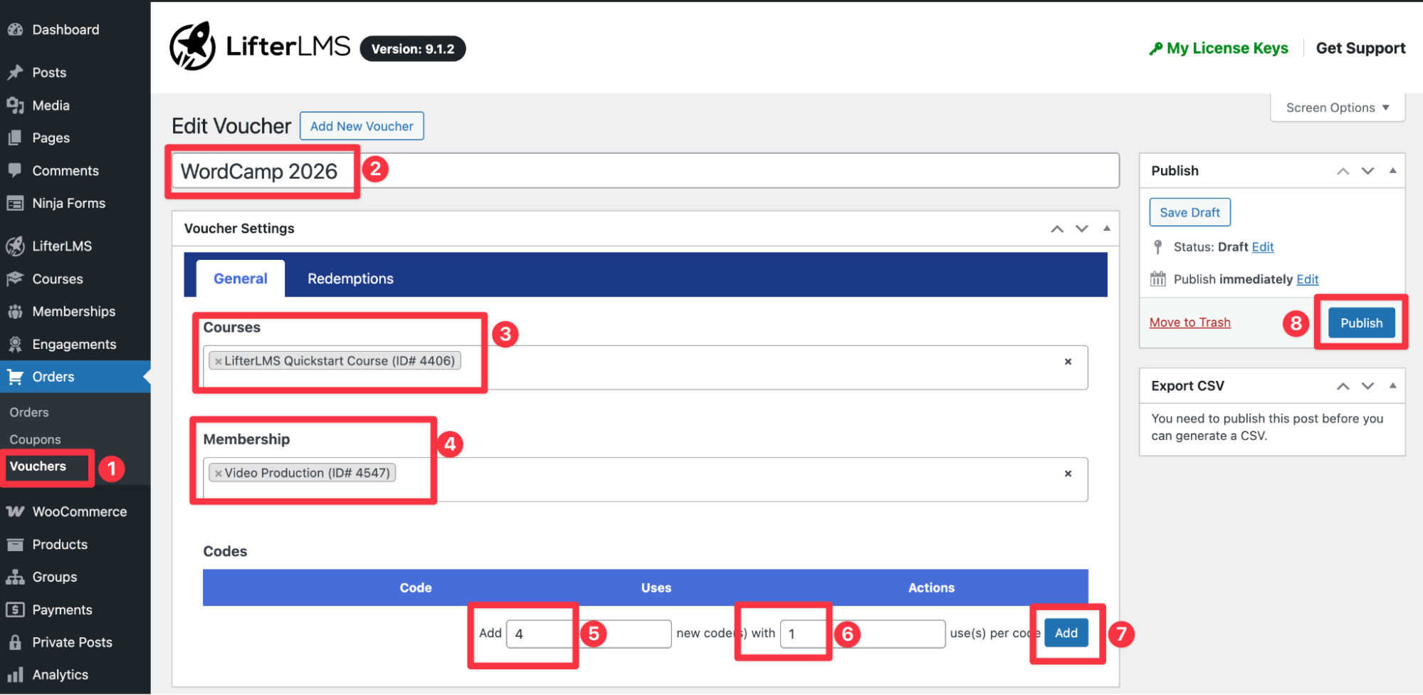 How to set up vouchers