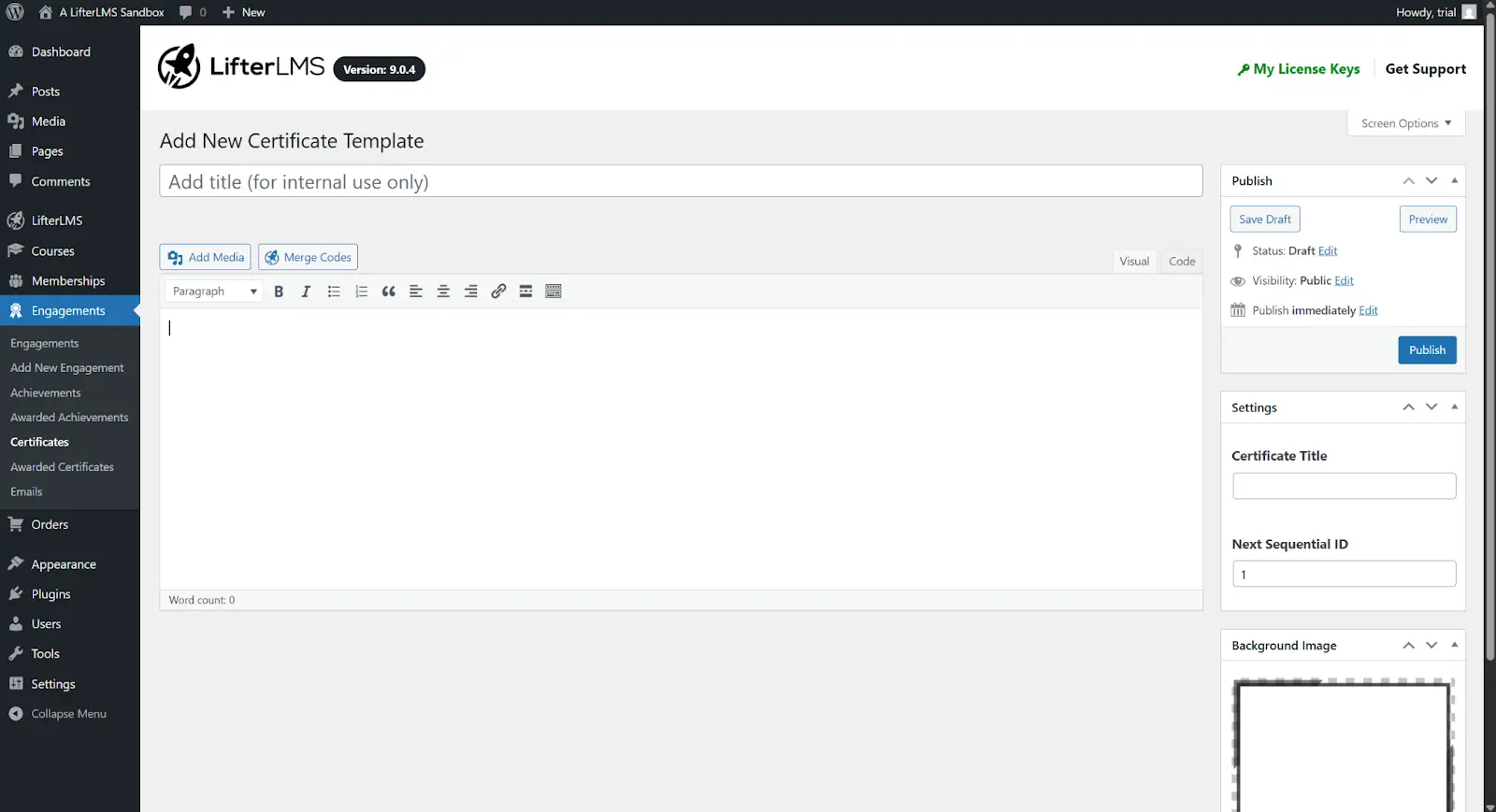 Blank classic editor screen