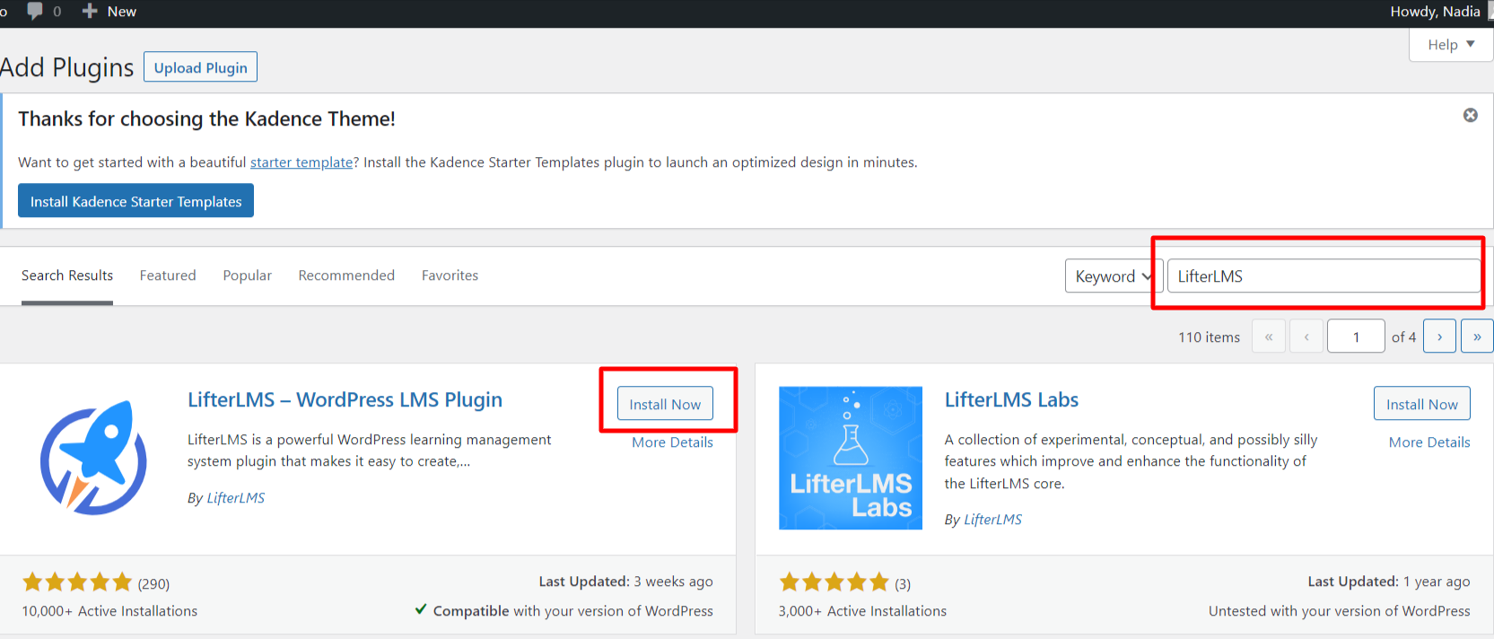 Add LifterLMS Core from inside your WordPress website