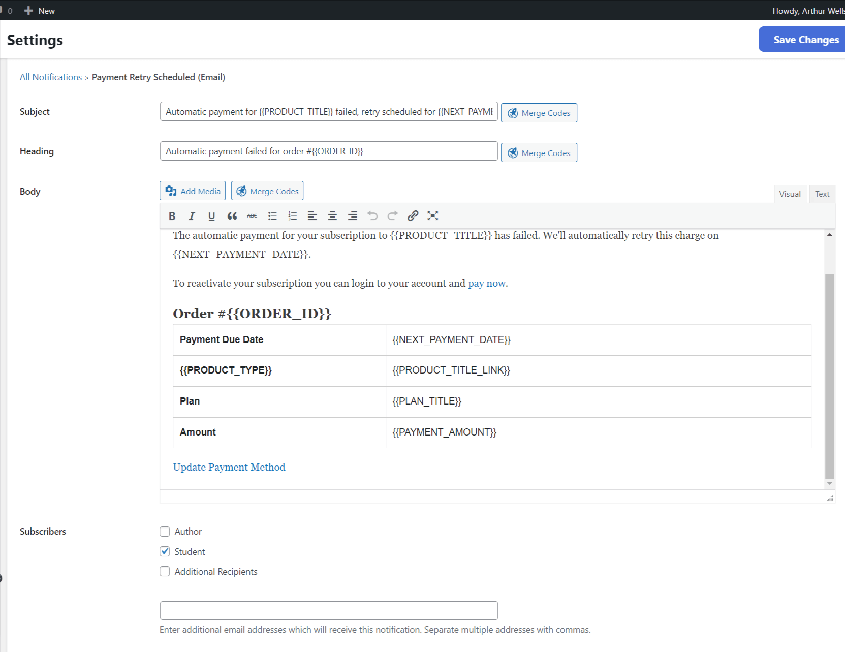 LifterLMS Notification Payment Retry Scheduled
