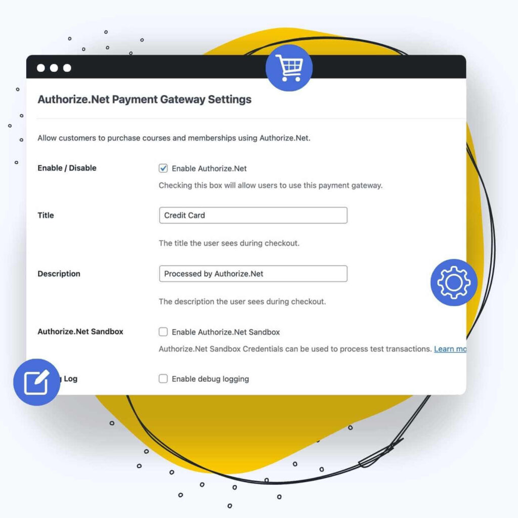 Authorize.net Gateway settings in the LifterLMS > Settings > Checkout Screen