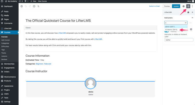 How To Add Multiple Instructors To A Course Lifterlms How To Add Multiple Instructors To A Course Lifterlms