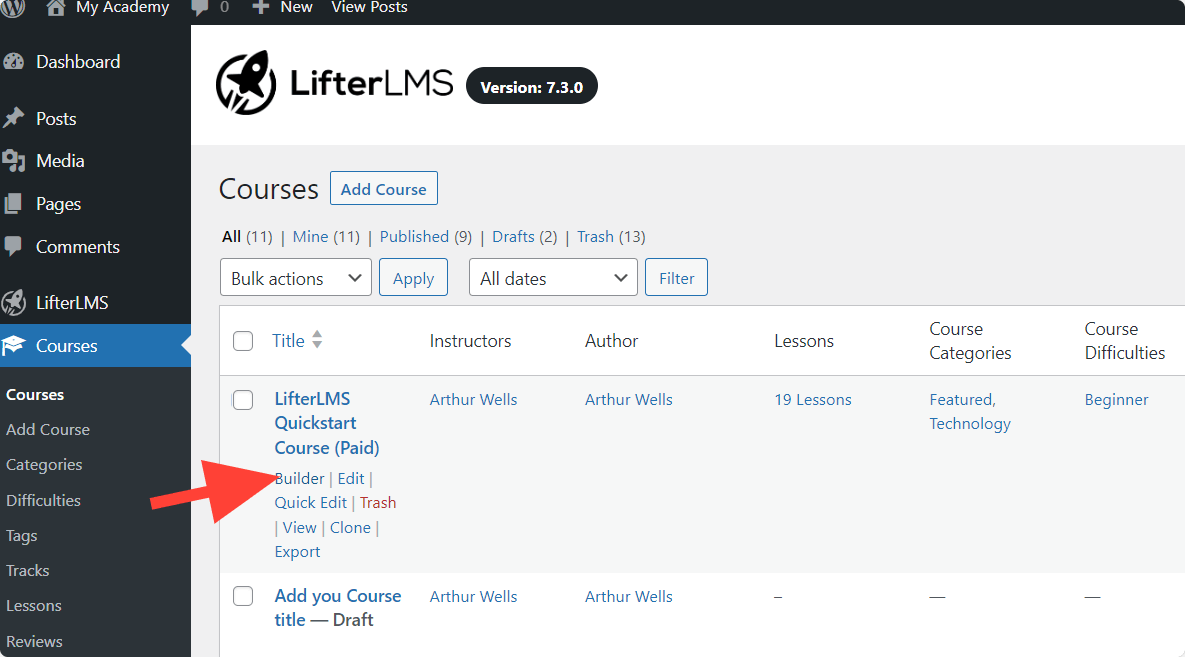 LifterLMS Builder From Course