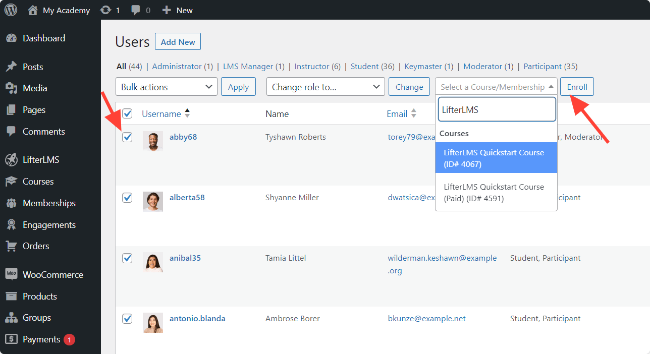 LifterLMS Bulk Enrollment