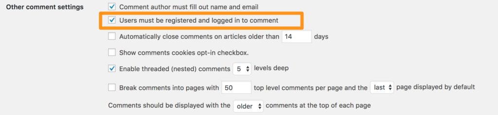 other commenting settings