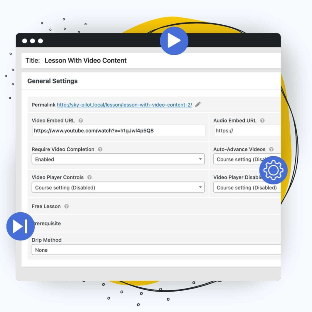 Configure video settings for a lesson in the Course Builder using LifterLMS Advanced Videos