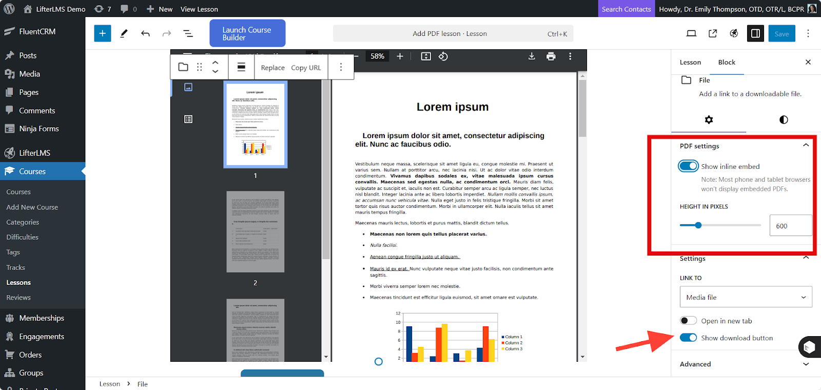PDF Download Button LifterLMS