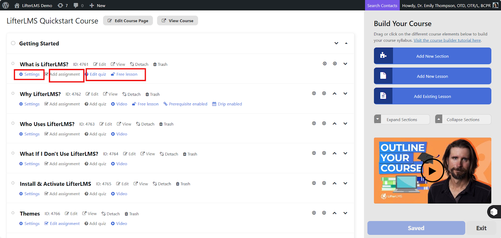 Image of LifterLMS Course Builder Option