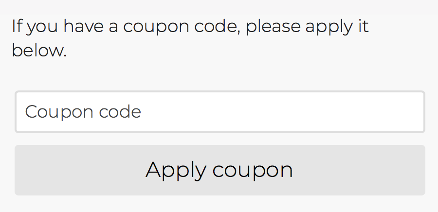 Apply coupon code