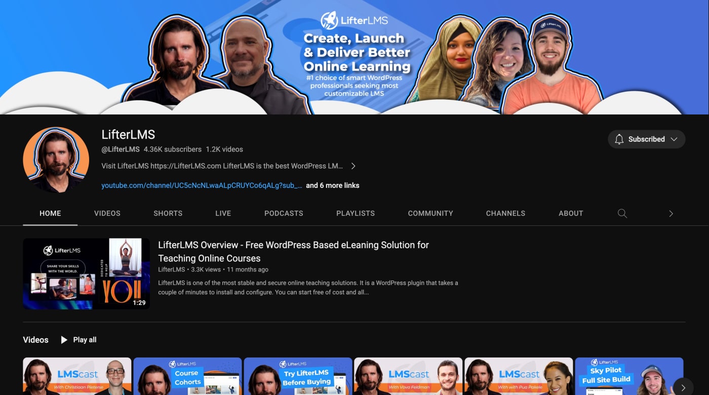 LifterLMS YouTube channel screenshot
