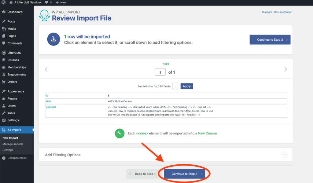 Learndash Migration - WP All Import Customize