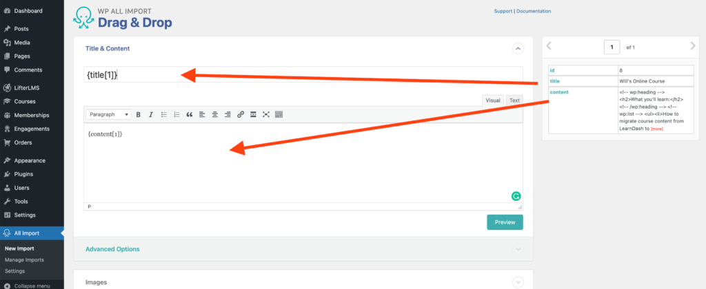 Learndash Migration - WP All Import Mapping