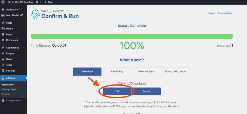 Learndash Migration - WP All Import Export Download CSV