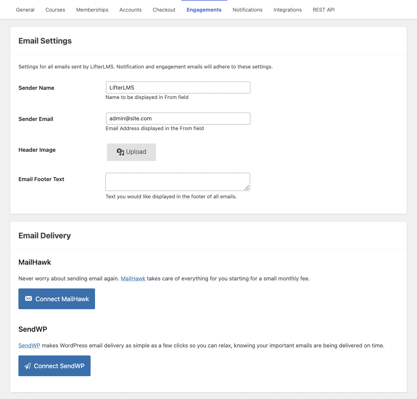 LifterLMS Communication Settings