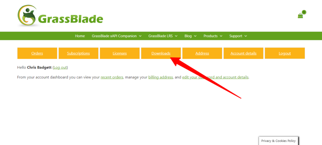 Access your account in Grassblade to download the zip files 