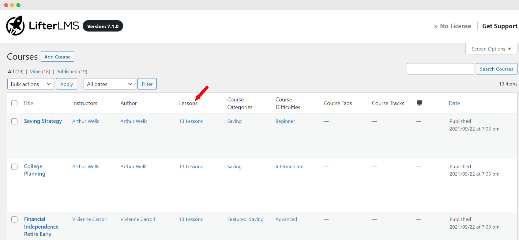 LifterLMS 7.1 Version Lesson Count Feature