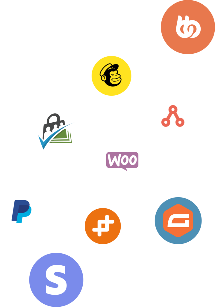 LifterLMS Integrations Logos for BuddyBoss, Mailchimp, Zapier, WooCommerce, Paid Memberships Pro, Gravity Forms, PayPal, Stripe, and WP Fusion