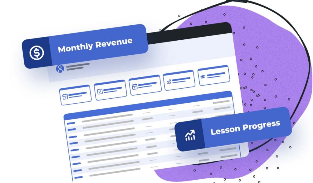 Example image of the reporting for revenue and lesson progress