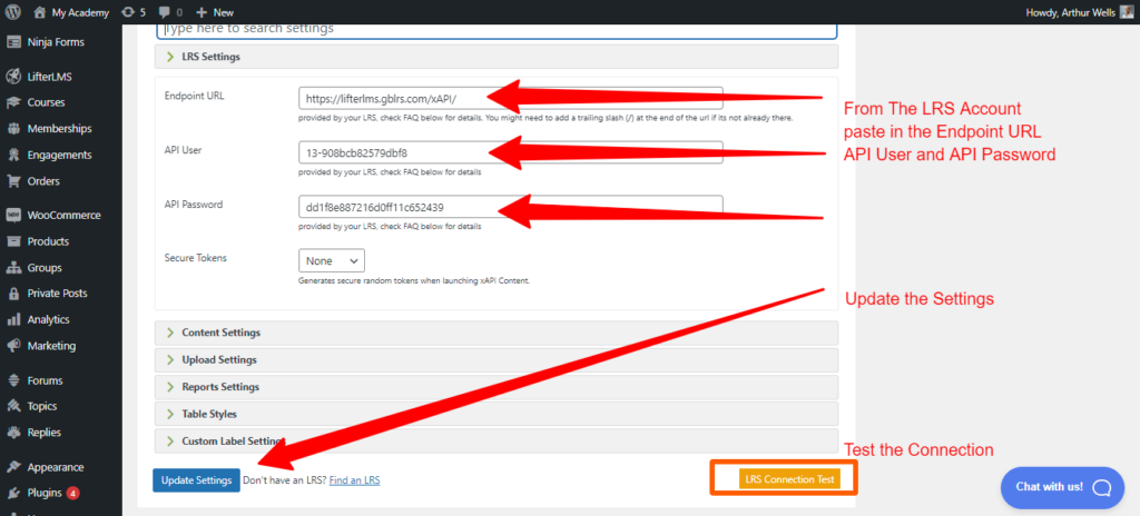 Inputting the Grassblade LRS Settings