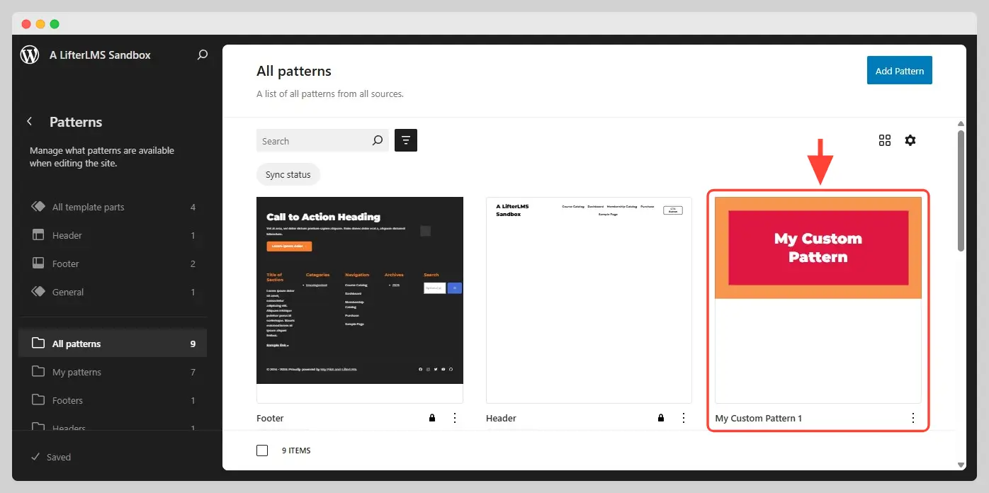 Sample custom pattern