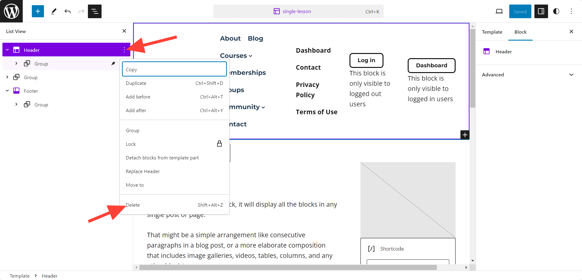 Delete Header and Footer from Sky Pilot 