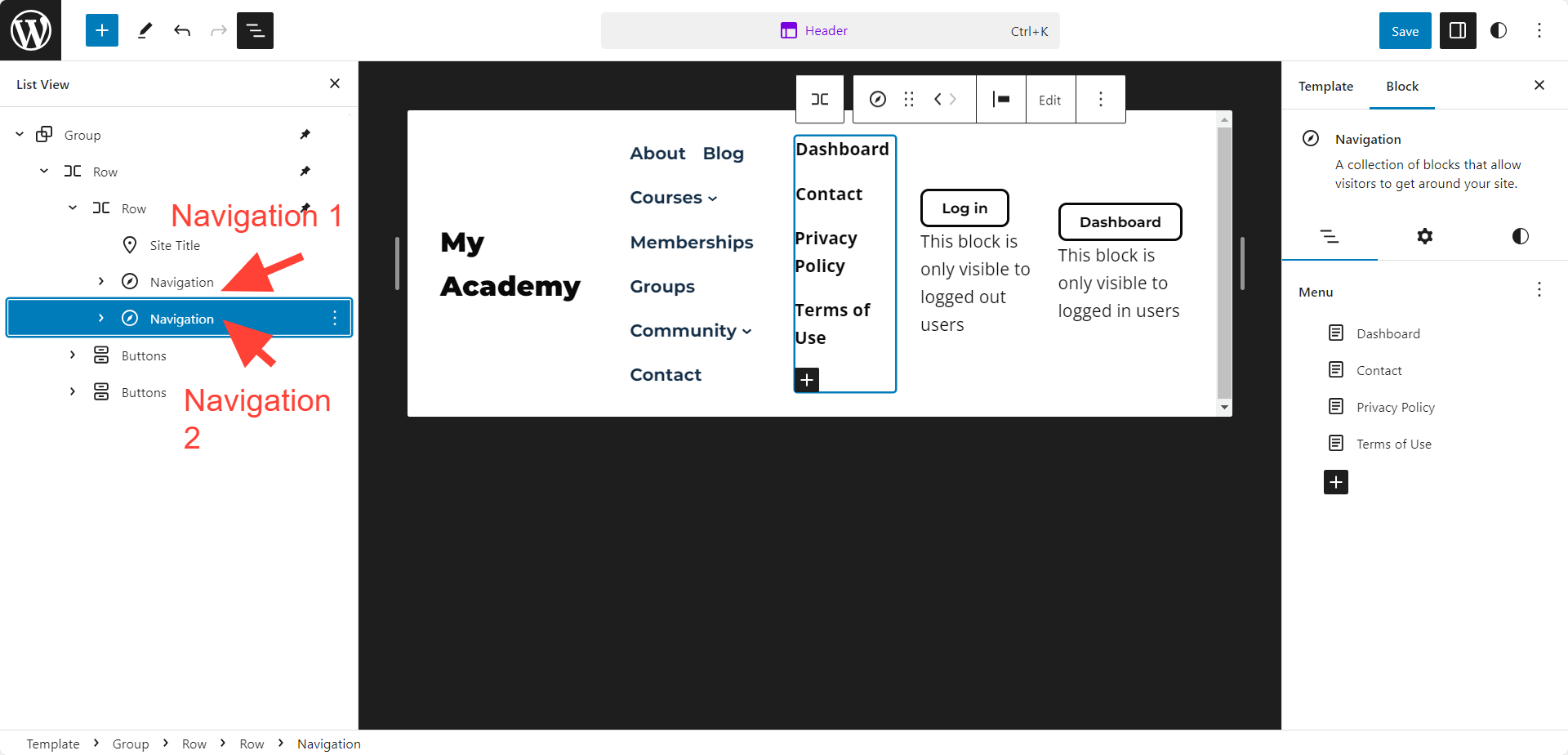 LifterLMS Sky Pilot Navigation