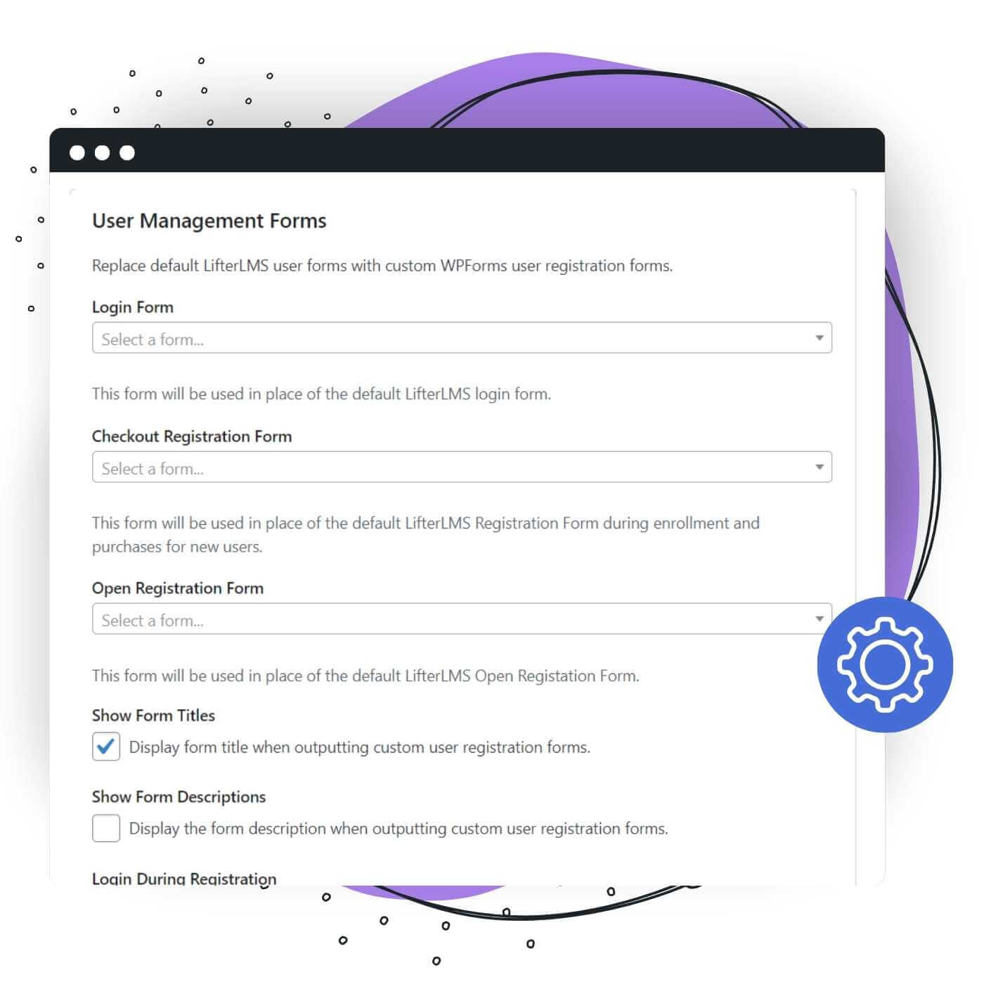 Screenshot of settings for WPForms in LifterLMS