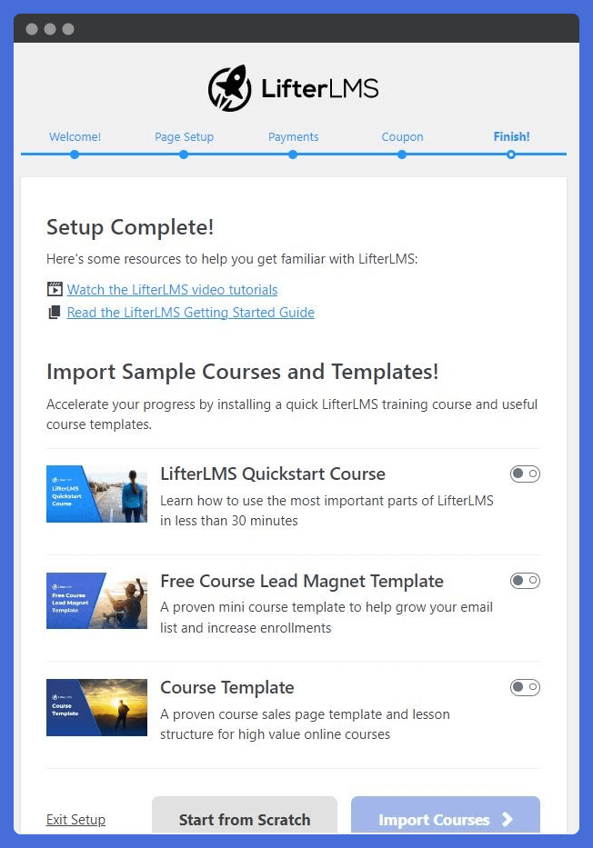 LifterLMS Importing Sample Course for Healthcare LMS Software