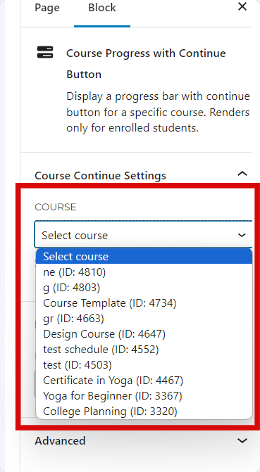 LifterLMS Course Progress with Continue Button Settings