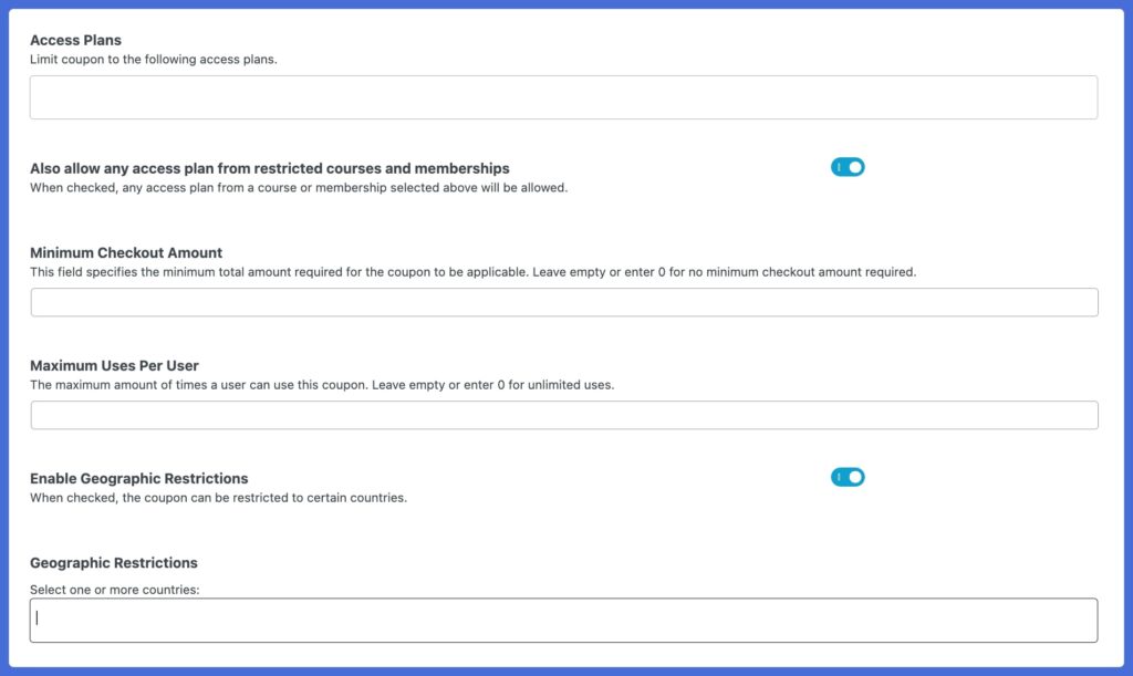 LifterLMS Advanced Coupons - Restrictions