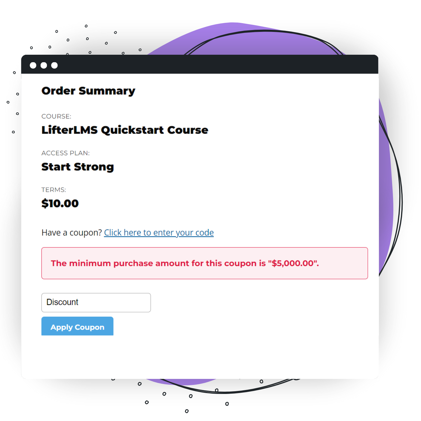 Screenshot of LifterLMS Advanced coupon Restrictions