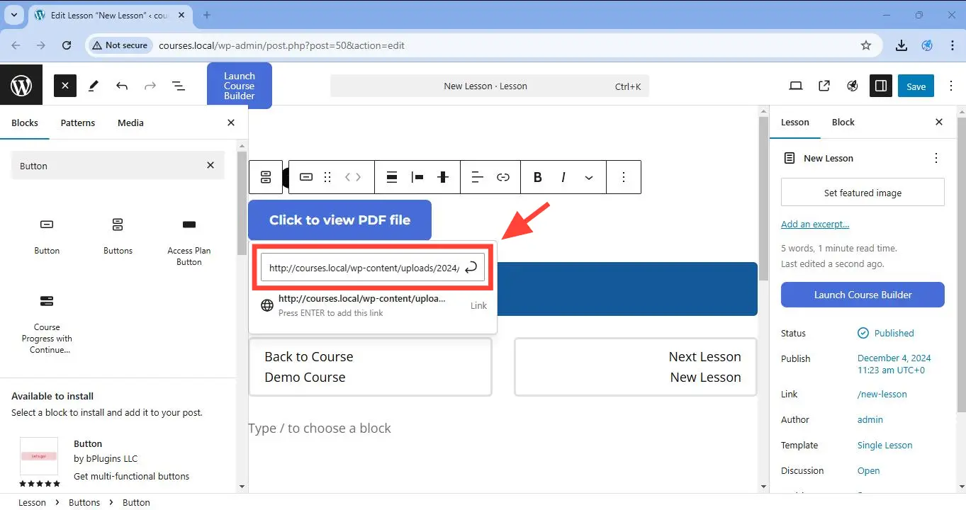 Paste the URL of the file in the Search or type URL field