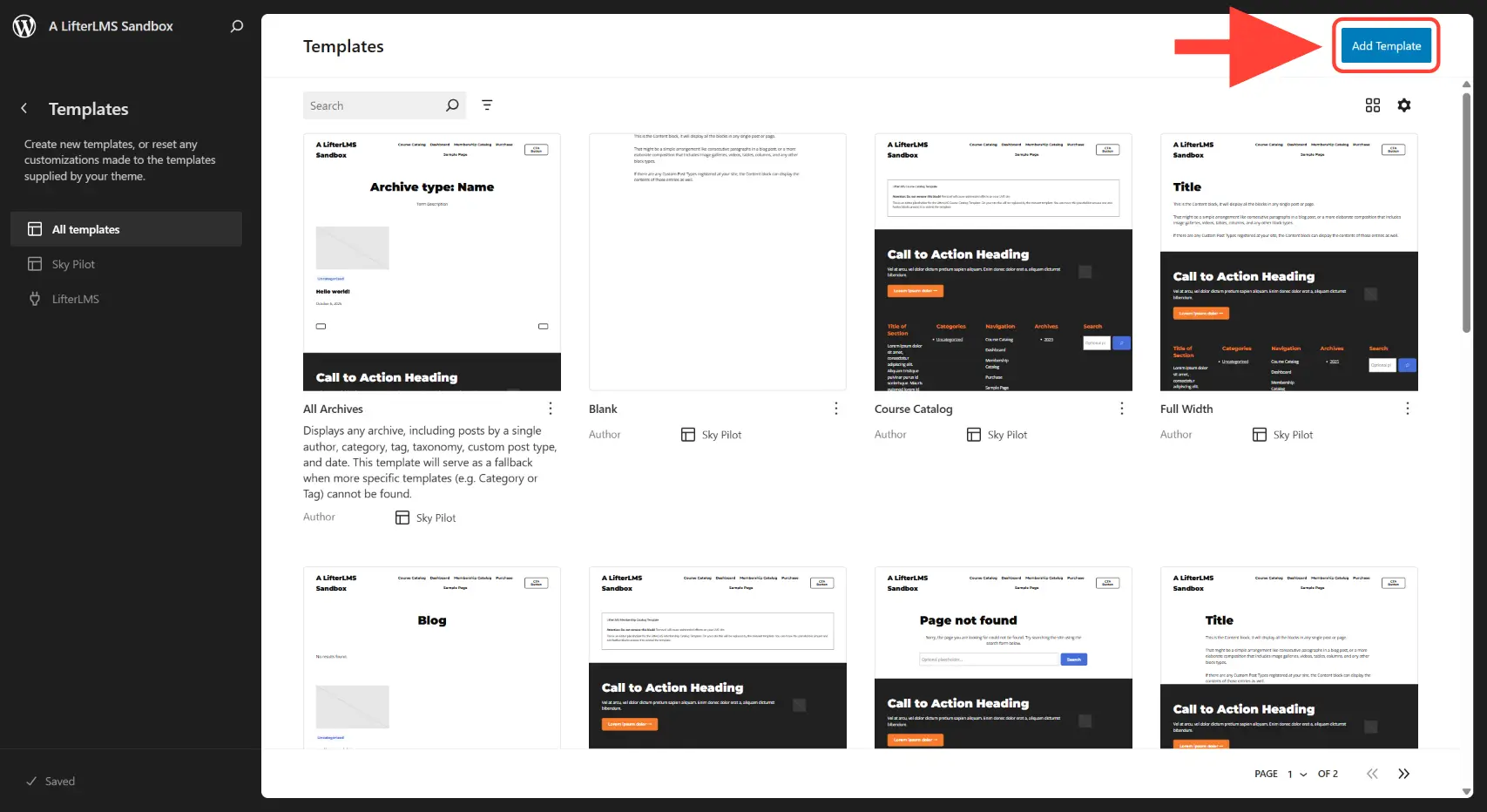 Click on the Add Template button